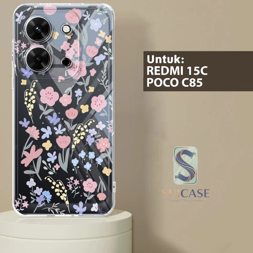 พรีเมี่ยม GLOSSY CLEARCASE COMPATIBLE SOFTCASE CASING สําหรับ REDMI 15C และ POCO C85 4G / 5G MOTIF P