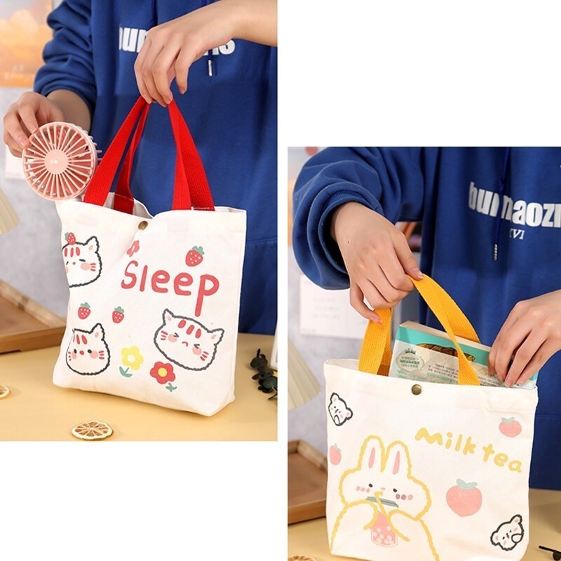 CMUSIC กระเป๋าถือ กระเป๋าผ้า กระเป๋าช้อปปิ้งขนาดใหญ่ ลายการ์ตูนจุของได้เยอะ เหมาะสำหรับนักเรียนและสุภาพสตรี - รูปที่ 7