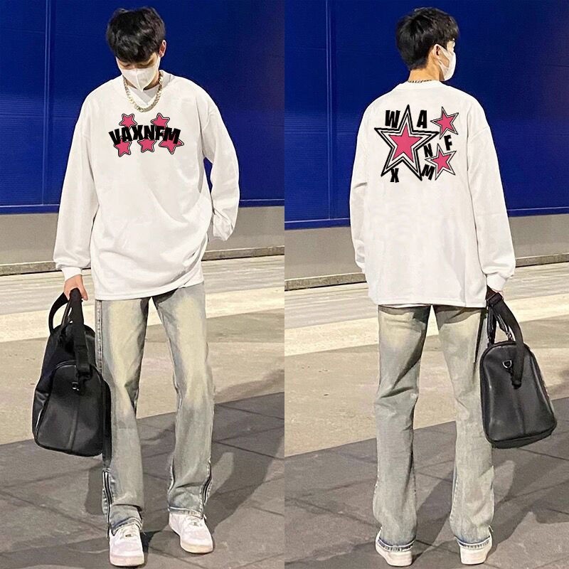 COD 2025260G Heavyweight Pure Cotton Long Sleeve T-Shirt for Men Versatile American Style Inner Laye