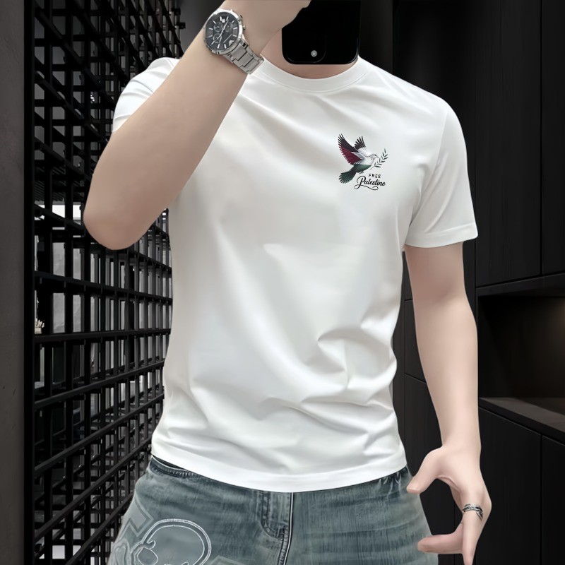 COD 2025S1715 Cool Feel Mercerized Cotton White Ink Print P22 Black White S-5XL new23 LVLJ