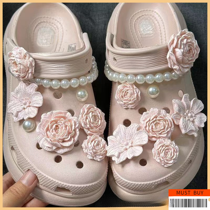 จี้รองเท้าแฟชั่น ชุดตัวต่อลายรองเท้า กันน้ำ | อุปกรณ์ตกแต่ง Clogs & Sandal สไตล์สากล