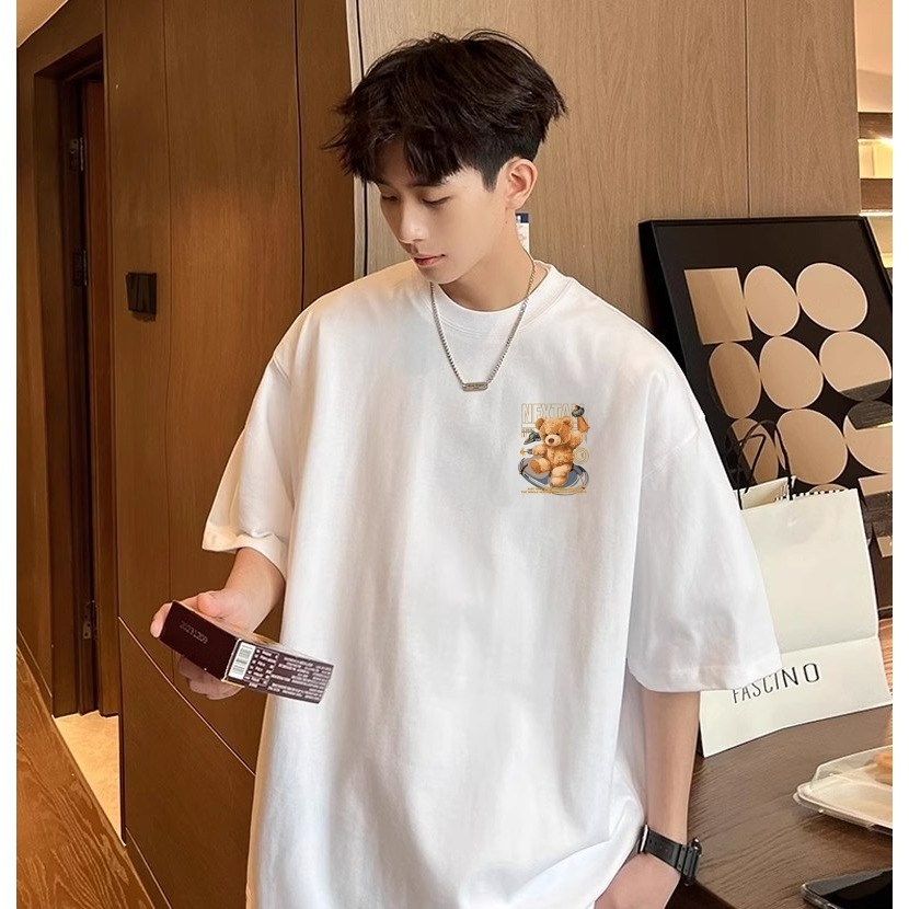 COD 2025 Simple Pure Cotton Short Sleeve T-Shirt for Men Summer 2025 New Trendy Brand Loose Casual H