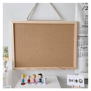 ThaiJOY กระดาน ไม้ก๊อก ขอบไม้ 30x40 cm บอร์ดติดข้อความ บอร์ดประกาศแผ่นกระดานไม้ กระดานติดรูป ปักหมุด แฮนเมด บอร์ดติดประกาศรูป ปักหมุด Cork Board