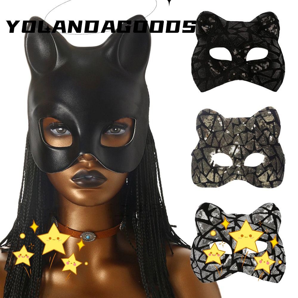 YOLA Masquerade , Venetian Party Makeup Ball Cat Girl , Half Face EVA Mardi Gras