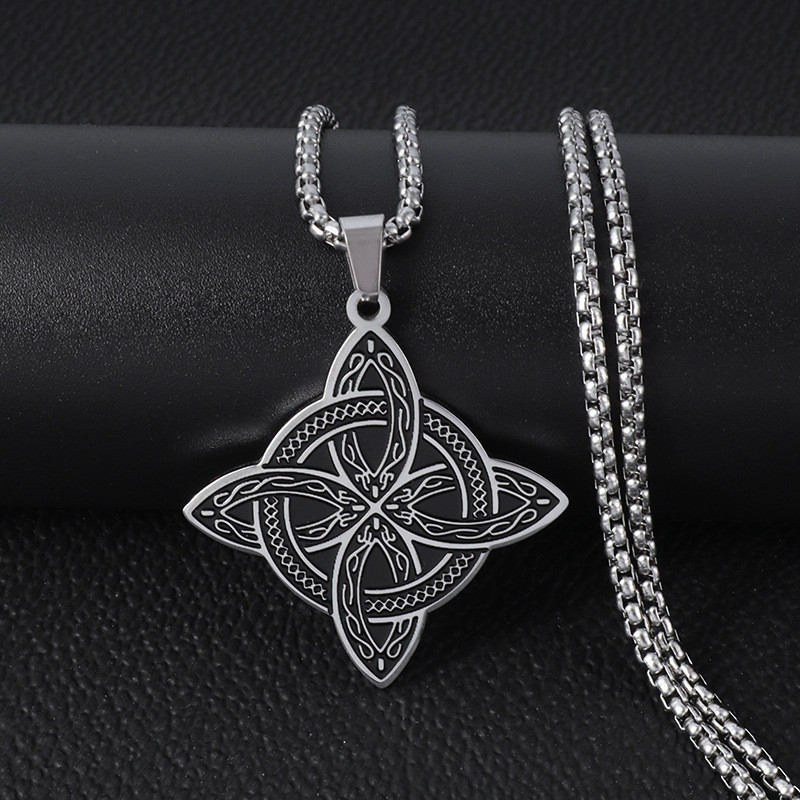 [คลังสินค้าพร้อม] ผู้ชาย Retro Viking Irish Celtic Knot จี้สแตนเลส Slav Amulet สร้อยคอจี้เรขาคณิต zj