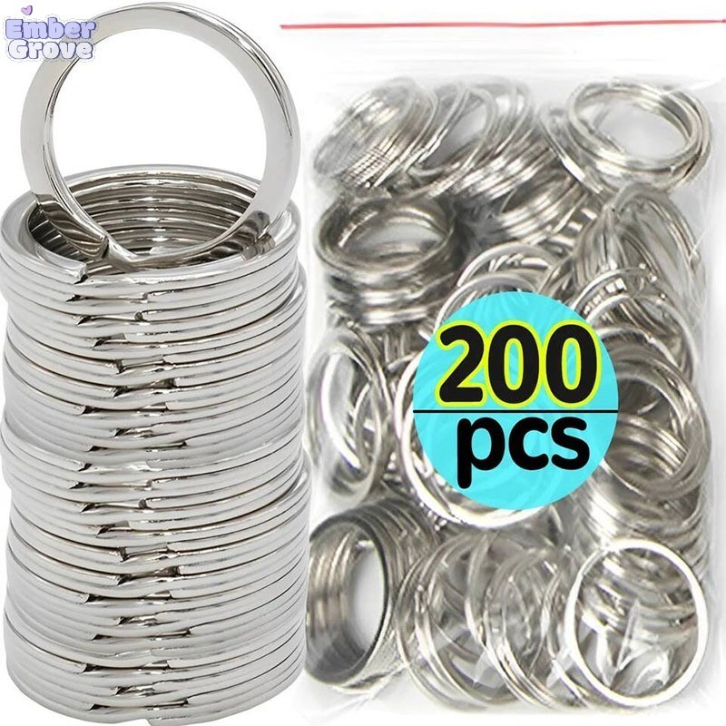 50/100/200 ชิ้น พวงกุญแจโลหะขัดเงาแบน / พวงกุญแจแยกทรงกลมเปล่า / อุปกรณ์พวงกุญแจสำหรับทำงานฝีมือ DIY