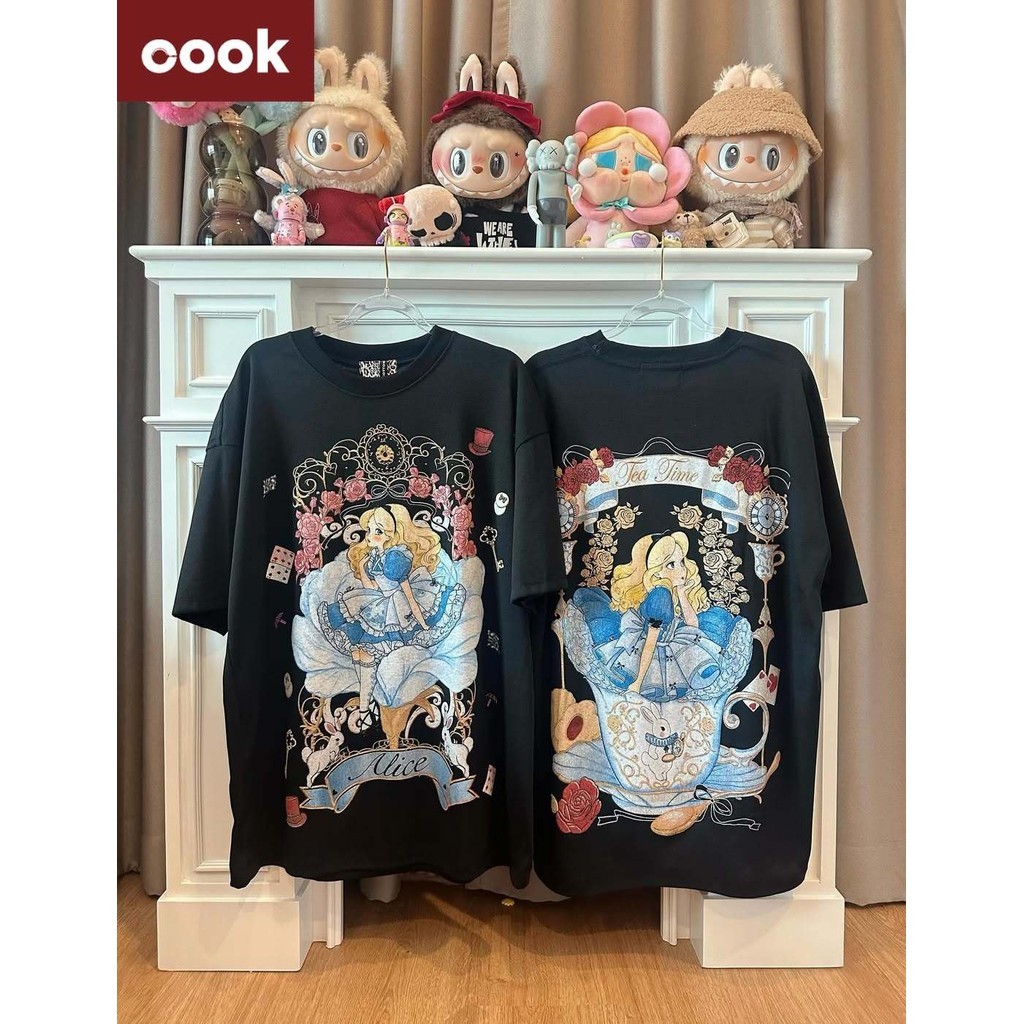 disney เสื้อยึด ผ้าเทคโนโลยี Sorona จากอเมริกา พิมพ์ลาย alice เสื้อยืด oversize เหมาะ ผู้หญิง และ ผู้ชาย #89