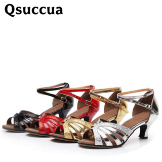 รองเท้าเต้นรำละตินสำหรับผู้หญิง ส้นสูง 6.5 เซนติเมตร