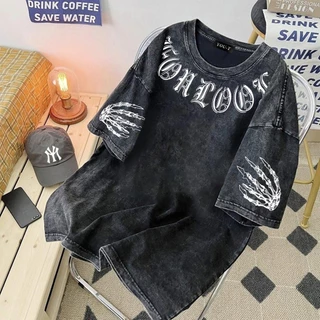 Top.basic🔥เสื้อยืดOversize ผ้าCOTTONลาย "Skeleton hand" เนื้อผ้าเกรดพรีเมียม คอกลม เสื้อวินเทจ ใส่สบาย【COD】