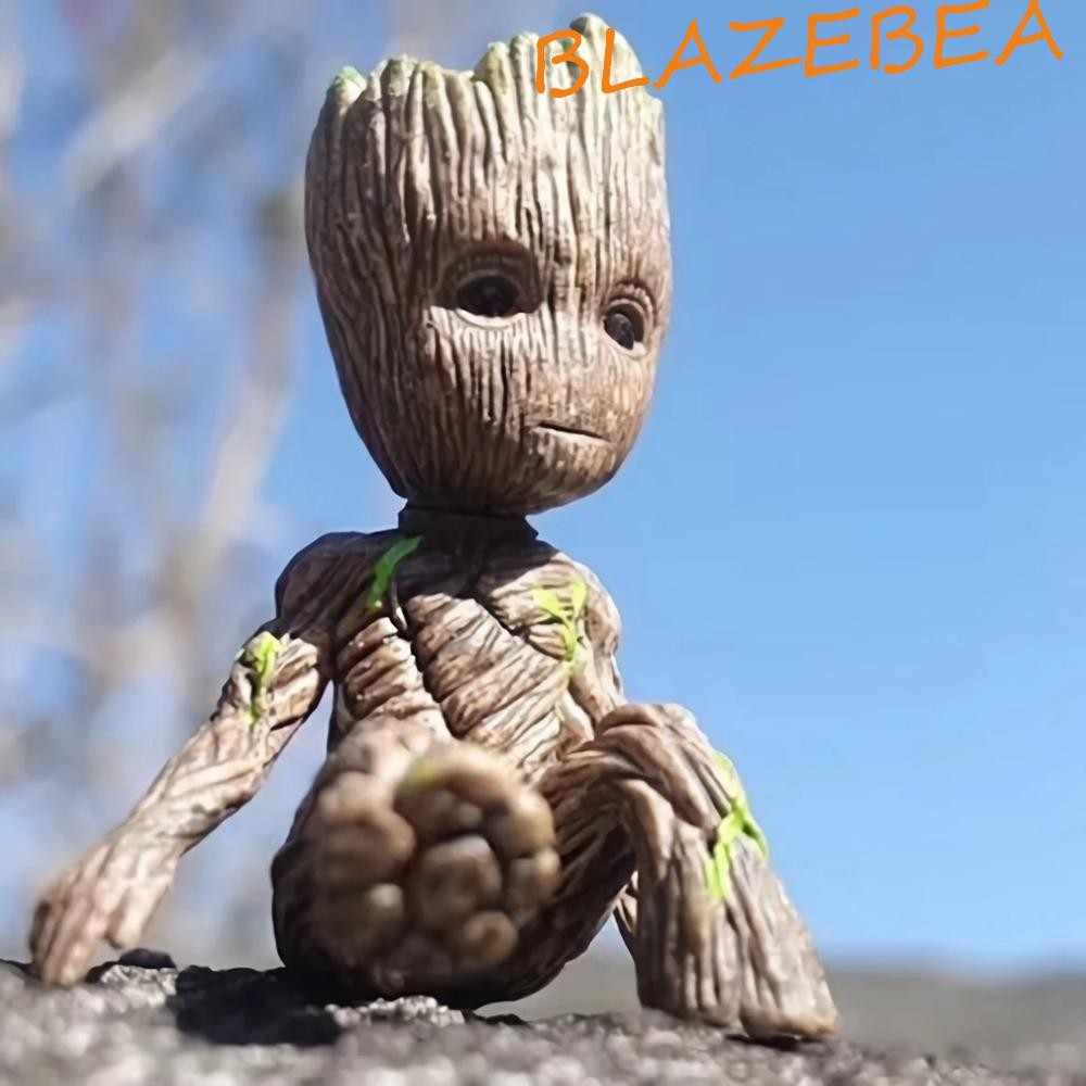 BLAZEBEA Groot รูปของเล่นตุ๊กตา Avengers นั่ง Mini Groot