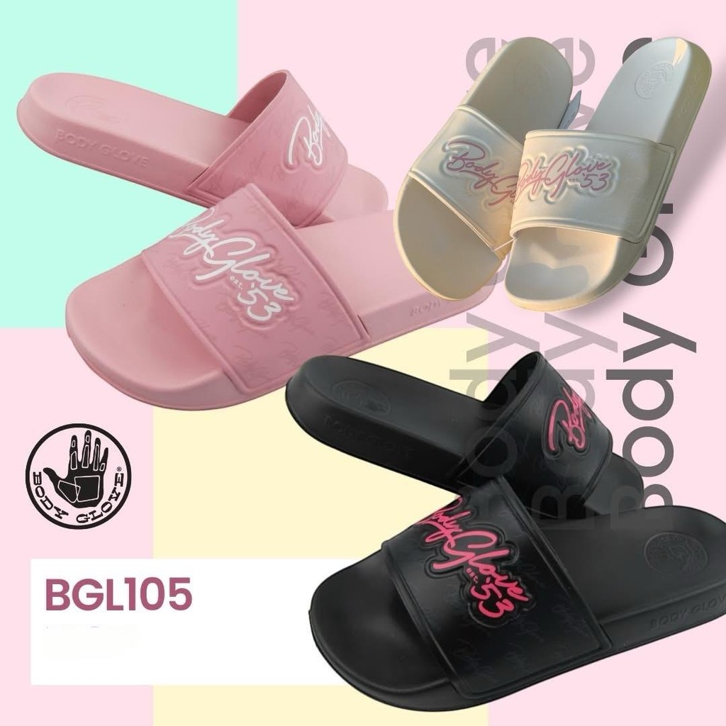 Body Glove รองเท้าแตะ BGL-105 ลำลองแบบสวมน้ำหนักเบา พื้นนุ่ม แบรนด์แท้ สีชมพู สีดำ และสีครีม
