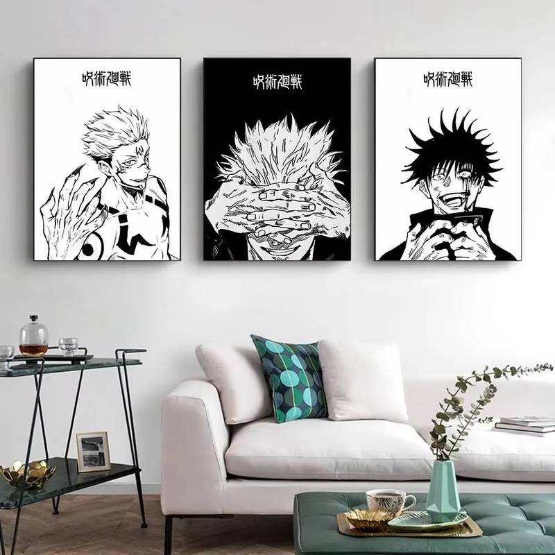โปสเตอร์อะนิเมะ Jujutsu Kaisen แบบญี่ปุ่น ภาพ Kinji Hakari และ Satoru Gojo สำหรับตกแต่งบ้านและห้องนอ