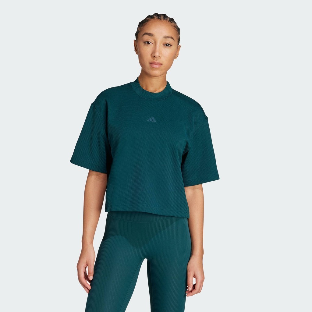 adidas Gym & Training Yoga Motion Waffle Tee Women Green JM4475