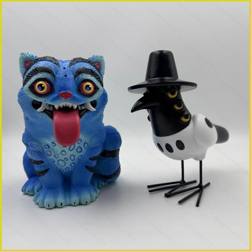 ZY1 KPop Demon Hunters Blue Tiger และสีดําสีขาวรูปนกของเล่นตกแต่งบ้านเรซิ่นหัตถกรรมเครื่องประดับ YZ1