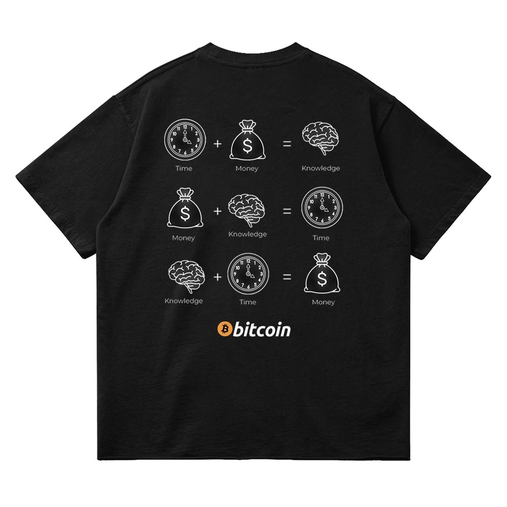 เสื้อยืด Bitcoin สีดําสําหรับผู้ชายและผู้หญิง