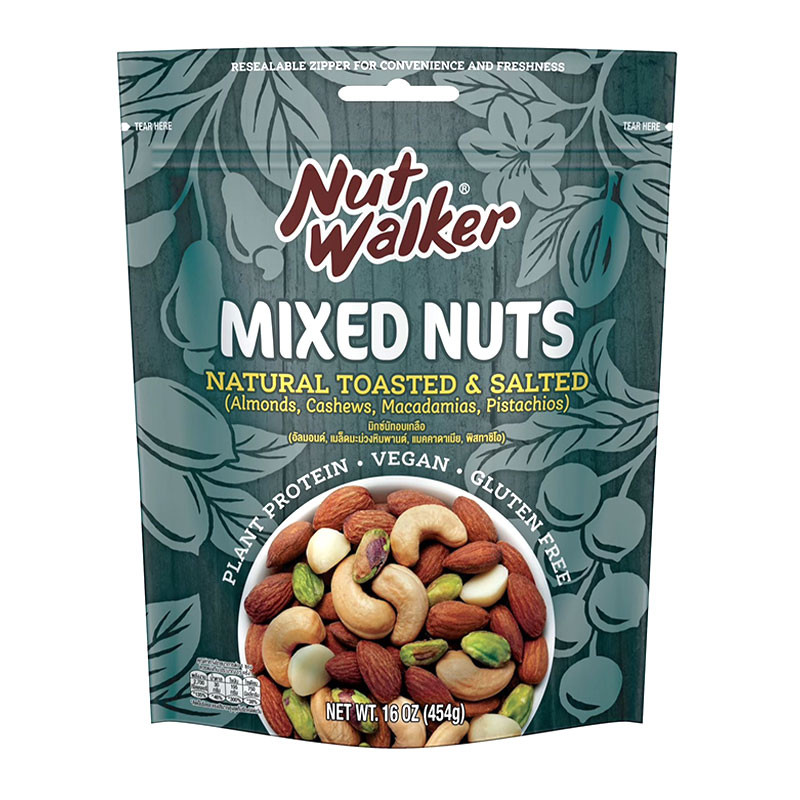 นัทวอล์คเกอร์ มิกซ์นัท เนเชอรัล ถั่วรวมมิตรอบเกลือ 454 กรัม (NUT WALKER Mixed Nuts 454 g)
