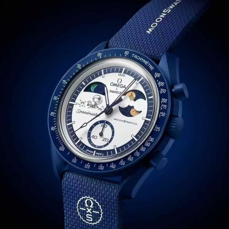 【Top】Snoopy MOONSHINE GOLD Mission To The Moon ใหม่นาฬิกาผู้ชายฟังก์ชั่นเต็มรูปแบบ Quarz Chronograph Luminous นาฬิกาข้อมือพร้อมกล่อง