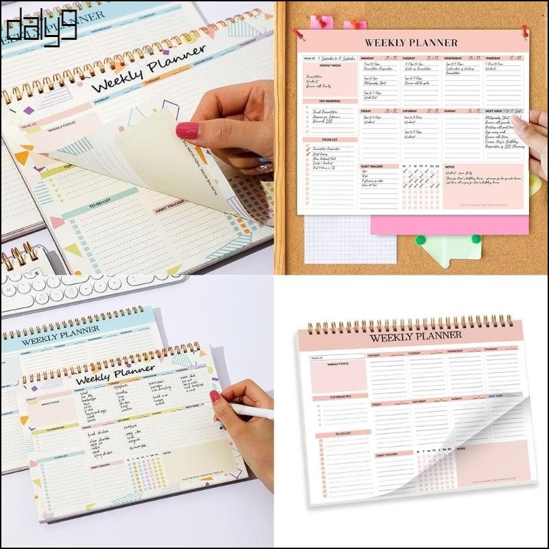 Dal Weekly Planner Notebook 9 76x7 28 นิ้วสําหรับ Weekly Plan Schedules Task Coil-binding Weekly Journa