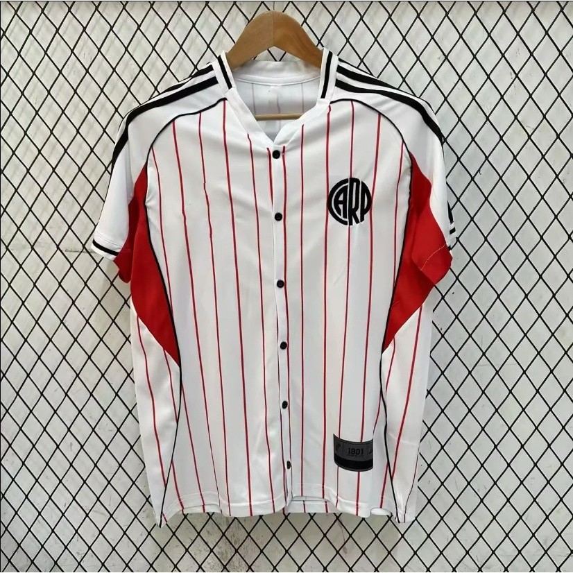 S-XXXXL 25-26 River Plate Baseball Jersey เสื้อกีฬาระบายอากาศลายสีขาว