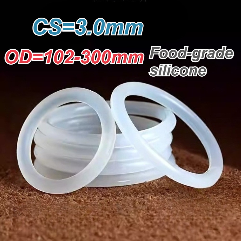 สีขาว แหวนปิดผนึกซิลิโคนเกรดอาหาร / จาก102-300มม*ซีเอส3มม / ปะเก็นโอริง / แหวนซีลซิลิโคนสีขาว ซีลเกรดอาหาร ยางยืดห่วงยางกันน้ํา [XM-เมกะไบต์]