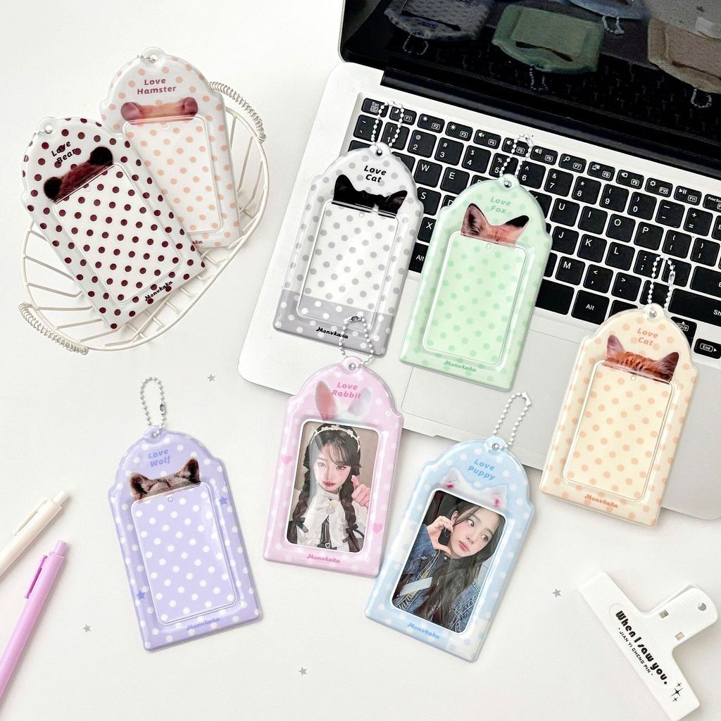 ที่ใส่การ์ด PVC รูปสัตว์ การ์ดไอดอลขนาด 3 นิ้ว การ์ดคละแบบ ฝาครอบป้องกันและฝาครอบป้องกัน