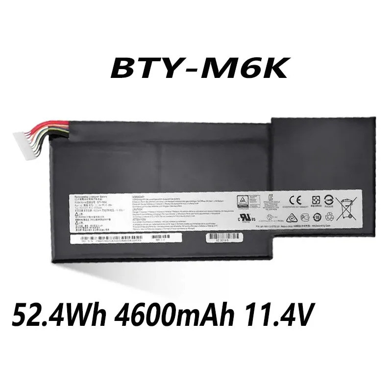 BTY-M6K 52.4Wh 4600mAh 11.4V แบตเตอรี่สําหรับ MSI MS-17B4 MS-16K3 GS63VR 7RG Stealth Pro GF63 8RD 8R