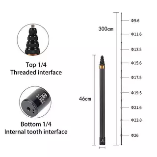 [ใหม่] 3M คาร์บอนไฟเบอร์ที่มองไม่เห็น Extended Edition Selfie Sti เสาขยายแบบปรับได้สําหรับ Insta360 กล้องพาโนรามา Action กล้อง [TH]