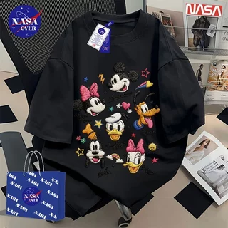 【จัดส่งจากกรุงเทพฯ】🔥NASA เสื้อยืดแขนสั้นสีขาว oversize แนวการ์ตูนขี้เล่น🎨 ลายการ์ตูนรวม เสื้อแฟชั่น ยูนิเซ็กส์ YG4539