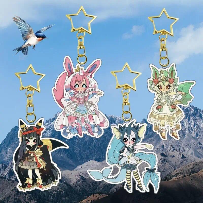 Animemica พวงกุญแจอะคริลิคสําหรับ Umbreon Sylveon Vaporeon Leafeon Gijinka Design Self-Made พวงกุญแจ
