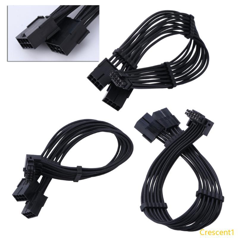 Crescent1 ทนทาน 2x 8Pin หญิง PCIE 5 0 12 + 4 16Pin สายการ์ดวิดีโอสําหรับ RTX4000 RTX40
