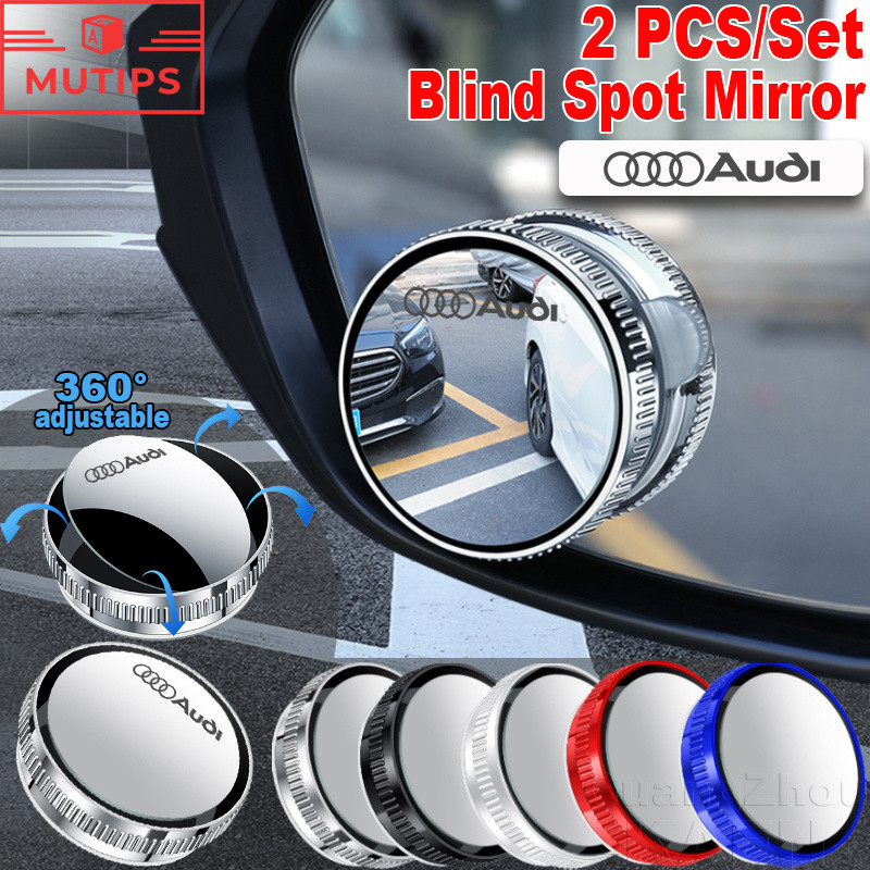 Audi 2ชิ้น ปรับมุมได้ 360° กระจกจุดบอด กระจกมองหลังรถยนต์ เลนส์มุมกว้าง Wide-Angle Mirror สำหรับ A3 