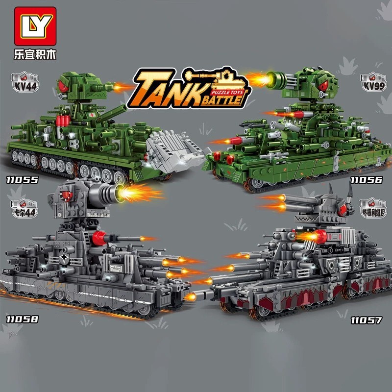 Tank World kv44 Tank Leviathan Armored Vehicle Assembled Model Building Block Toy