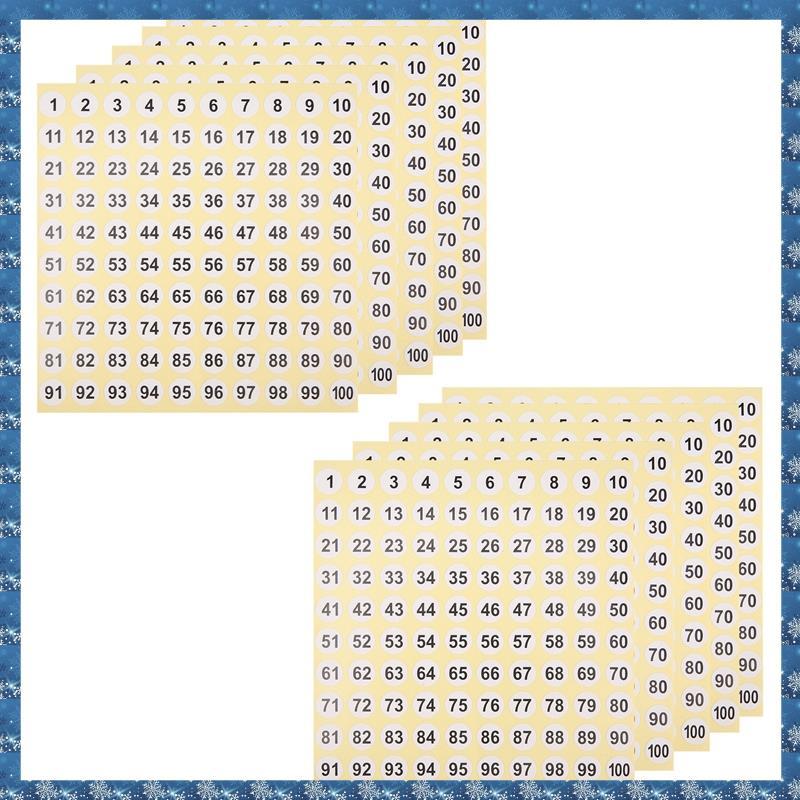(PG M)100 แผ่นป้ายตัวเลขสติกเกอร์ 1-100 ตัวเลขรอบสติกเกอร์ 0.4 นิ้วขนาดเล็ก Self-Adhesive ป้ายตัวเลข