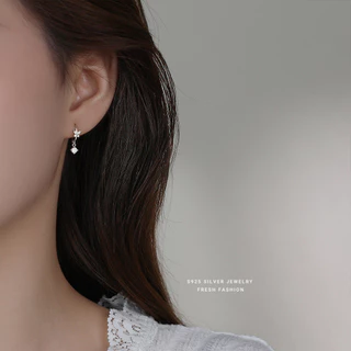 ต่างหูผีเสื้อดีไซน์เกาหลี หรูดูแพง ประดับเซอร์โคนีย์ สวยน่ารัก ต่างหูวงกลมแฟชั่น