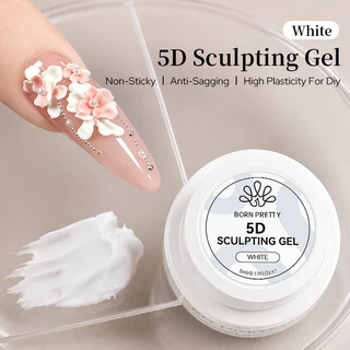 BORN PRETTY 5D White Sculpting Gel Non-Stick แกะสลักกาวสีขาวซาตินเล็บ DIY Sculpting Gel สําหรับเล็บ Extension Salon ใช้