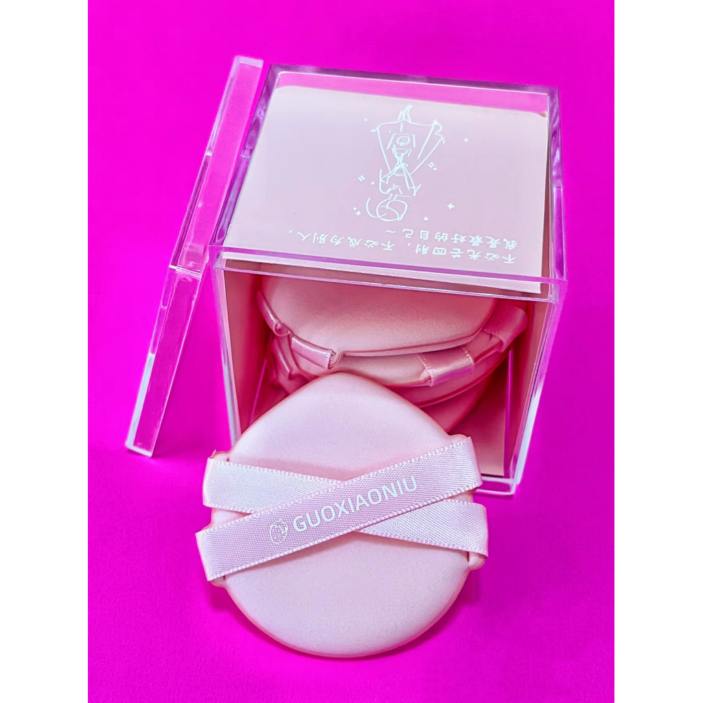 พัฟแต่งหน้า พัฟ Guo Xiaoniu Double Ribbon Air Cushion Puff Wet Dry Dual-use Super Soft Base ง่ายต่อก