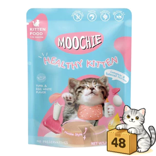( ยกลัง 48 ซอง ) Moochie มูชี่ อาหารเปียกแมว รวมสูตร ไม่เติมเกลือ หลายรส เปียกแมว ขนาด 70-85g
