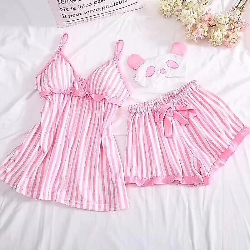 พร้อมส่ง ชุดนอนสายเดี่ยว+ผ้าปิดตา ดูไซส์ที่รายละเอียดด้านล่างก่อนสั่งซื้อ