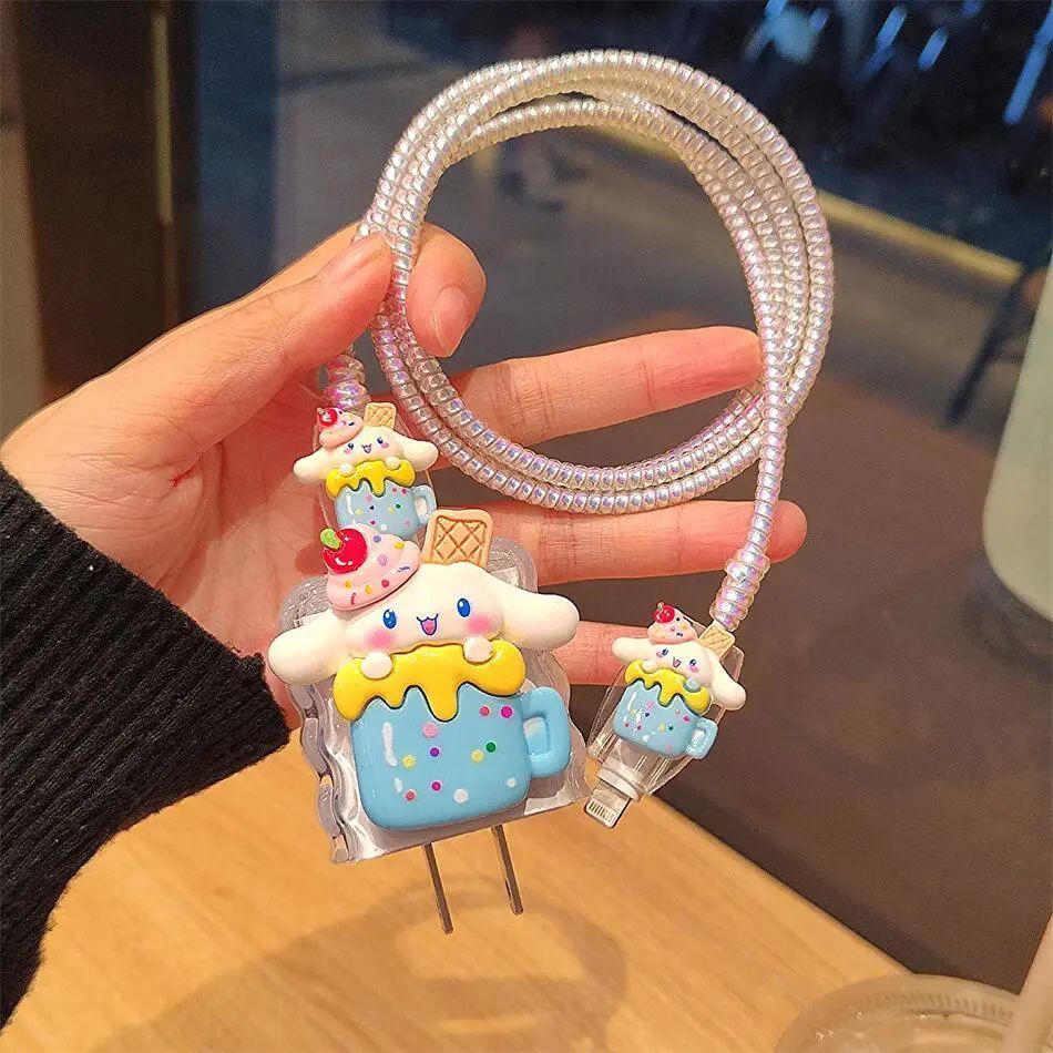 น่ารัก Cinnamoroll สําหรับ OPPO Charger Cover Charger Case น่ารักการ์ตูนสาย Protector สําหรับ OPPO 6