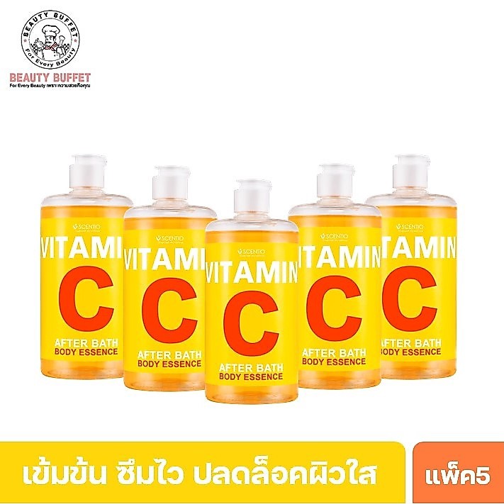 [แพ็ค5ขวด ราคาพิเศษ] BEAUTY BUFFET SCENTIO VITAMIN C AFTER BATH BODY ESSENCE - อาฟเตอร์ บาธ บอดี้ เอสเซ้นส์ (450ML.)