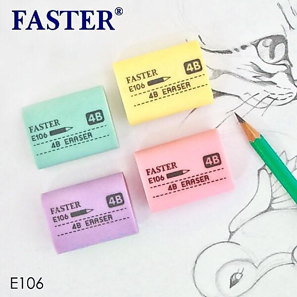 (24 ชิ้น) ยางลบ FASTER E106 4B ก้อนสีพาสเทล