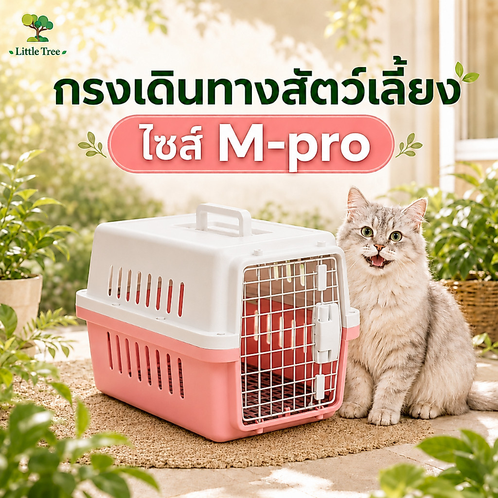 LittleTree กรงเดินทางสัตว์เลี้ยง ไซส์ M-Pro 32x47x32 ซม. มี 10 สี แถมแผ่นปูพื้น เหมาะสำหรับแมวและสุนัขเล็ก