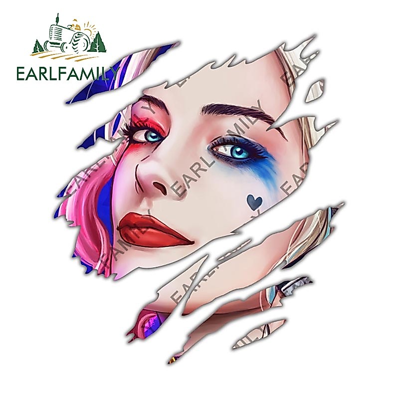 EARLFAMILY 30 ซม.Harley Quinn Tear อะนิเมะรถอุปกรณ์เสริมกันชนTrunk DIYการ์ตูนกระดานโต้คลื่นรถจักรยานยนต์Decals PVCรถอุปกรณ์เสริม