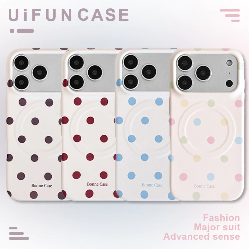 เกาหลี Simple Contrast สี Polka Dots รูปแบบ Big Hole โทรศัพท์มือถือสําหรับ iPhone 17 16 15 14 Pro Max iPhone 13 Thicken Anti-Scratch IMD ปกหลัง Shell