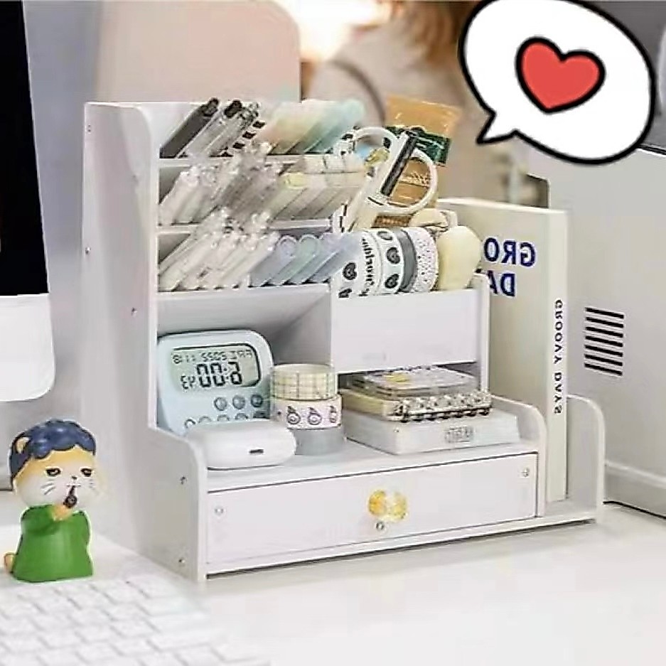ins ชั้นหนังสือ เก็บหนังสือ ชั้นวาง ชั้นวางเดสก์ท็อป สำนักงาน เครื่องเขียน Dream house