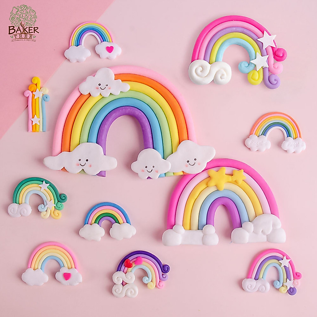 Baker Tree โมเดลสายรุ้ง Rainbow ตกแต่งเค้ก ของแต่งเค้ก Topper แต่งเค้ก
