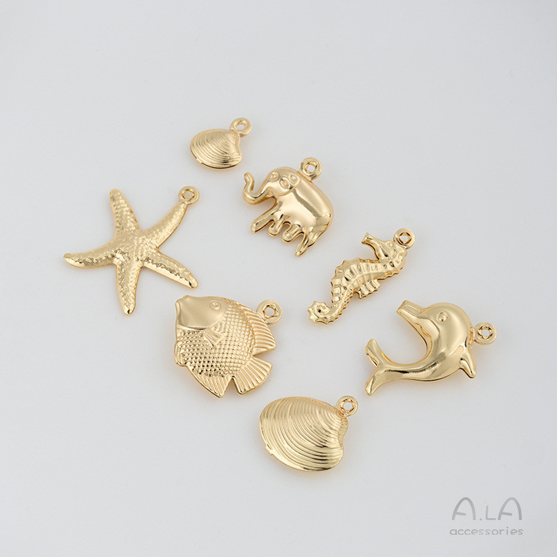 สี Retention 14K Gold-Packed Double-Hole DIY จี้ผีเสื้อ Handmade ต่างหูสร้อยคอเครื่องประดับหูจี้ Han
