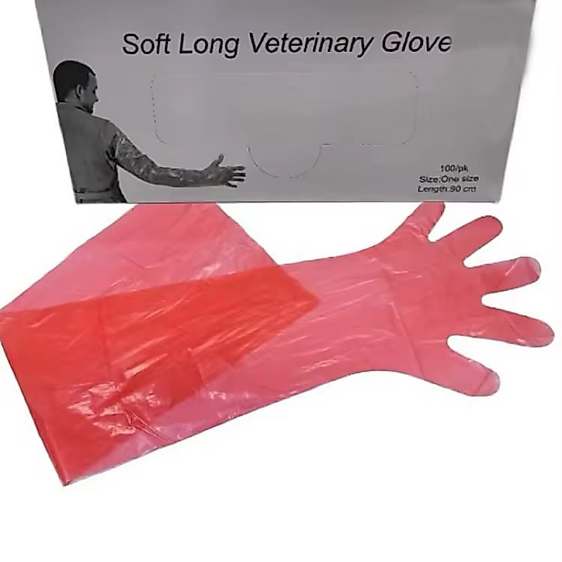 ถุงมือผสมเทียม 100 ชิ้น ถุงมือผ่าตัด ถุงมือทำคลอด ถุงมือPE glove ถุงมือยาวถึงหัวไหล่