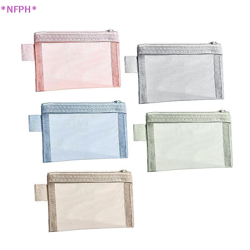 NFPH> 1ชิ้นแบบพกพาซิปตาข่ายถุงเก็บเหรียญกระเป๋าสี่เหลี่ยมเล็กๆตาข่ายกระเป๋าเหรียญการจัดเก็บการเดินทางพกกระเป๋าที่มีซิปใ