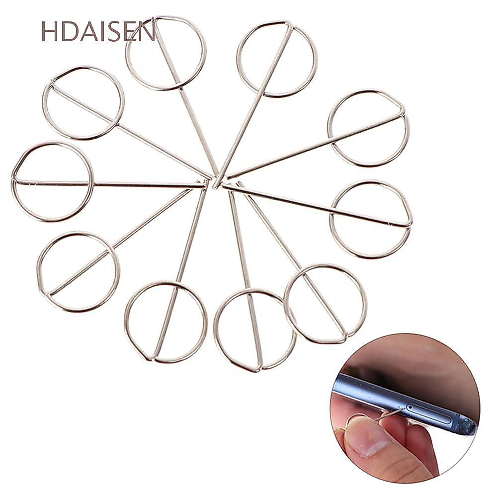 HDAISEN ถาดซิมการ์ด Ejector โทรศัพท์เครื่องมือกุญแจ Universal 10 ชิ้น/แพ็คโทรศัพท์มือถือ Pin Ejecting Metal Removal Card Pin
